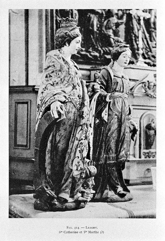 Ensemble de deux statues, en pendant : sainte Catherine d'Alexandrie, sainte Agnès (?)