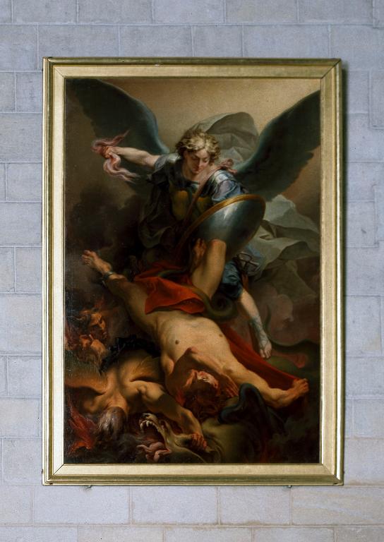 Ensemble de deux tableaux : Le combat de saint Michel, Le songe de saint Joseph