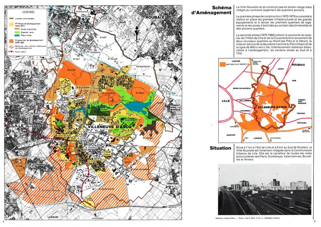 Carte montrant l'urbanisation réalisée entre 1970 et 1977 et programme de développement pour 1978-1981. In : Une ville nouvelle à l'est de Lille, ÉPALE, 1979 (AC Villeneuve-d'Ascq ; 12EP163).