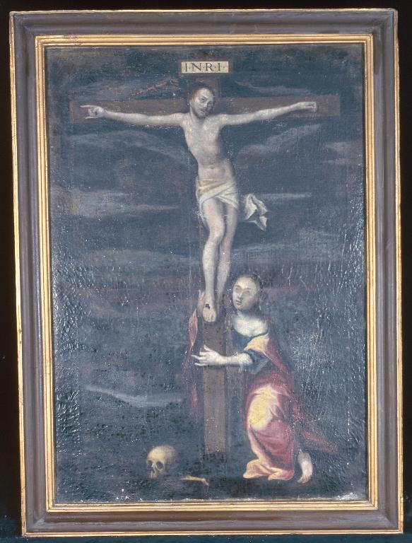 Tableau : Christ en croix avec Marie-Madeleine