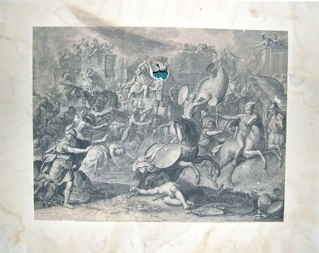 Estampe : La Bataille d'Arbelles (La Bataille de l'Oxus)