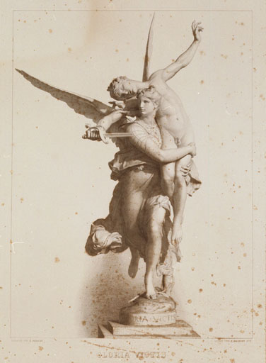 Estampe : Gloria Victis, groupe sculpté