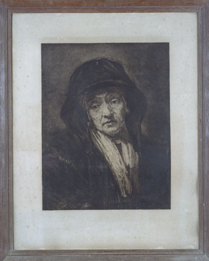 Estampe : Tête de vieille femme