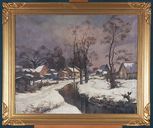 Tableau : Hameau sous la neige (Paysage d'hiver)