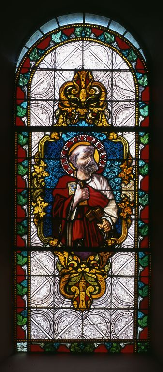 Ensemble de deux verrières, de style néo-Renaissance : Saint Paul, Saint Pierre (baies 3 à 4)