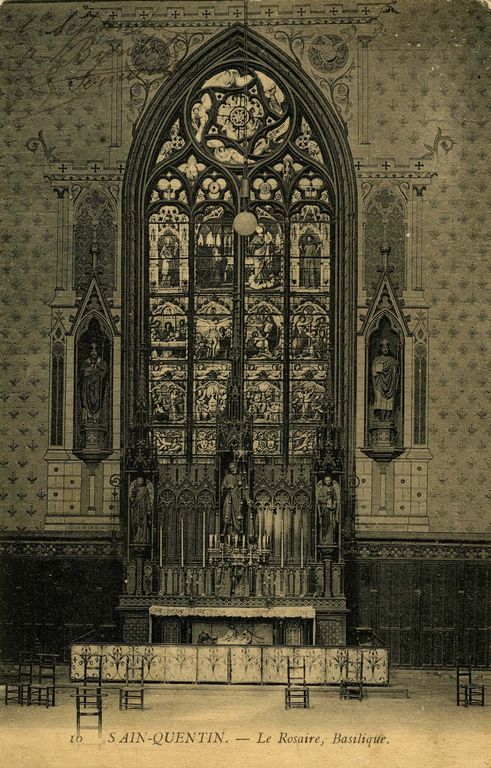 Ensemble de deux verrières (verrière figurée, verrière à personnages) : histoire de la dévotion au Sacré-Cœur (baies 47, 119) (détruit)