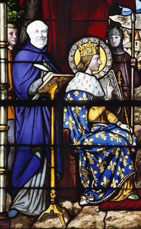 Vitrail tableau : Saint Louis rendant la justice (baie 6)
