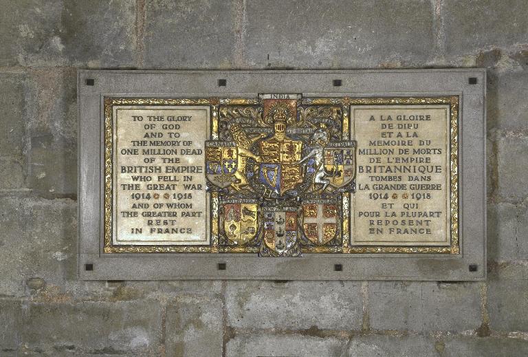 Tableau commémoratif des morts de l'Empire britannique, tombés au cours de la guerre de 1914-1918