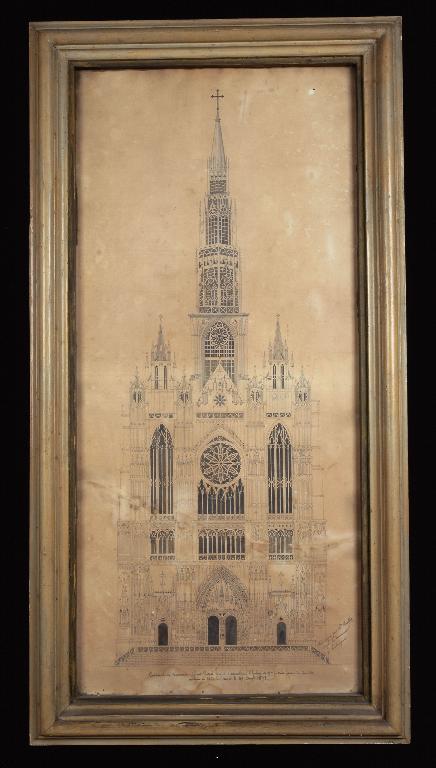 Paire de dessins : Projet d'élévation du portail de la cathédrale