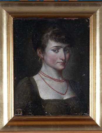 Tableau : Portrait de jeune fille avec un collier, en buste