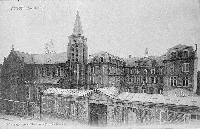 Ancienne abbaye (de chanoines réguliers de saint Augustin puis de génovéfains) Saint-Barthélemy à Noyon, pensionnat des sœurs de saint Thomas de Villeneuve (détruite)