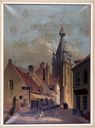Tableau : La Rue Clairon et le clocher de l'église