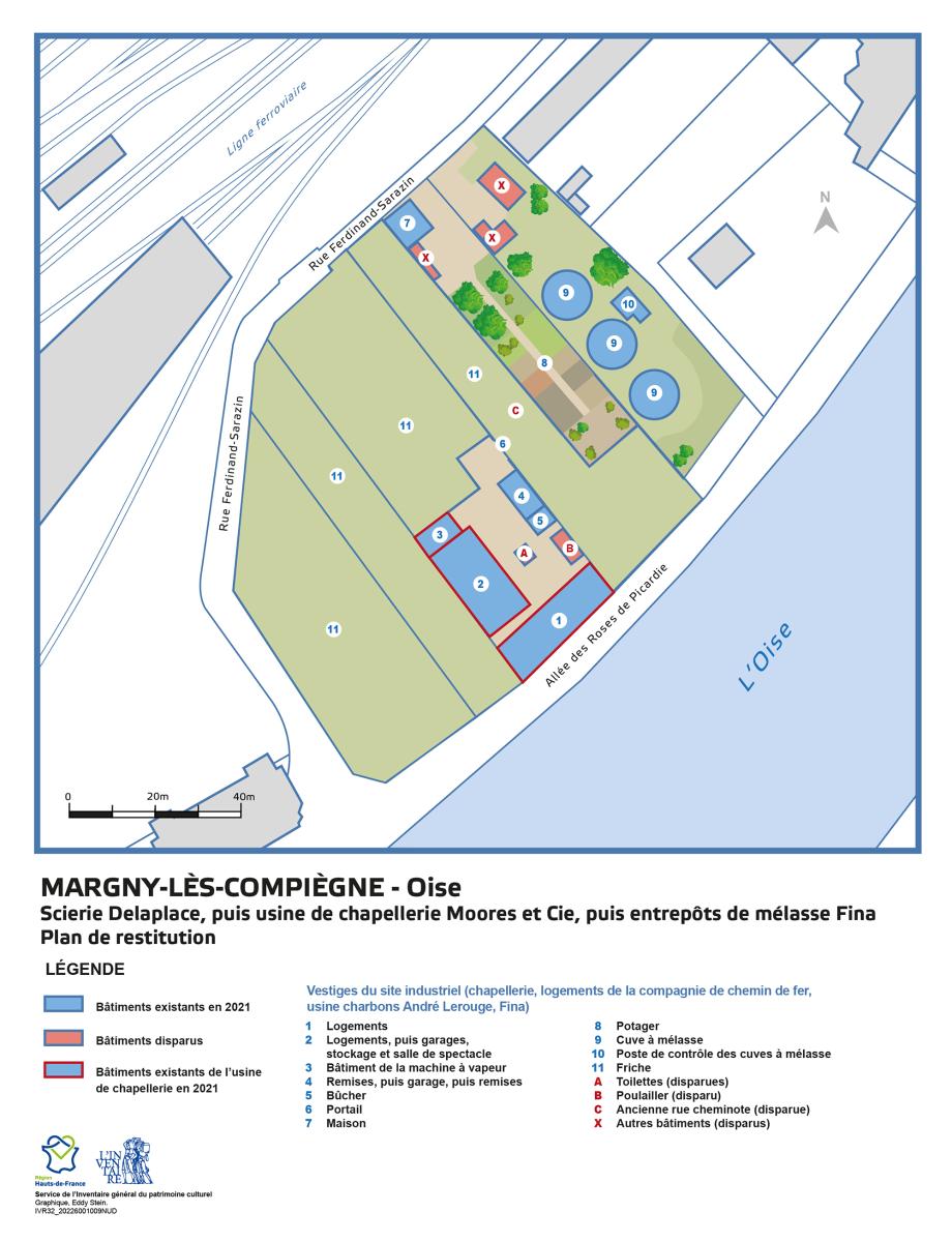 Scierie Delaplace, puis usine de chapellerie (fabrique de Chapeau-Melon) Moores et Cie, puis logements d'ouvriers (logements de cheminots) de la Compagnie des chemins de fer du Nord et usine de produits chimiques (carbonation de charbons) charbons André Lerouge, puis logements d'ouvriers (logements de cheminots) de la Compagnie des chemins de fer du Nord et usine Lesaffre et entrepôts de mélasse Fina, actuellement, association "Le Bord de l'Eau"