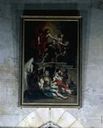 Tableau de confrérie de charité (tableau d'autel) : saint Roch désigné par le Christ comme patron contre la peste