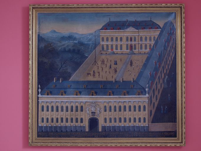 Tableau : Vue perspective de l'hôpital général de Saint-Omer