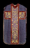 Chasuble, manipule, voile de calice (ornement violet)