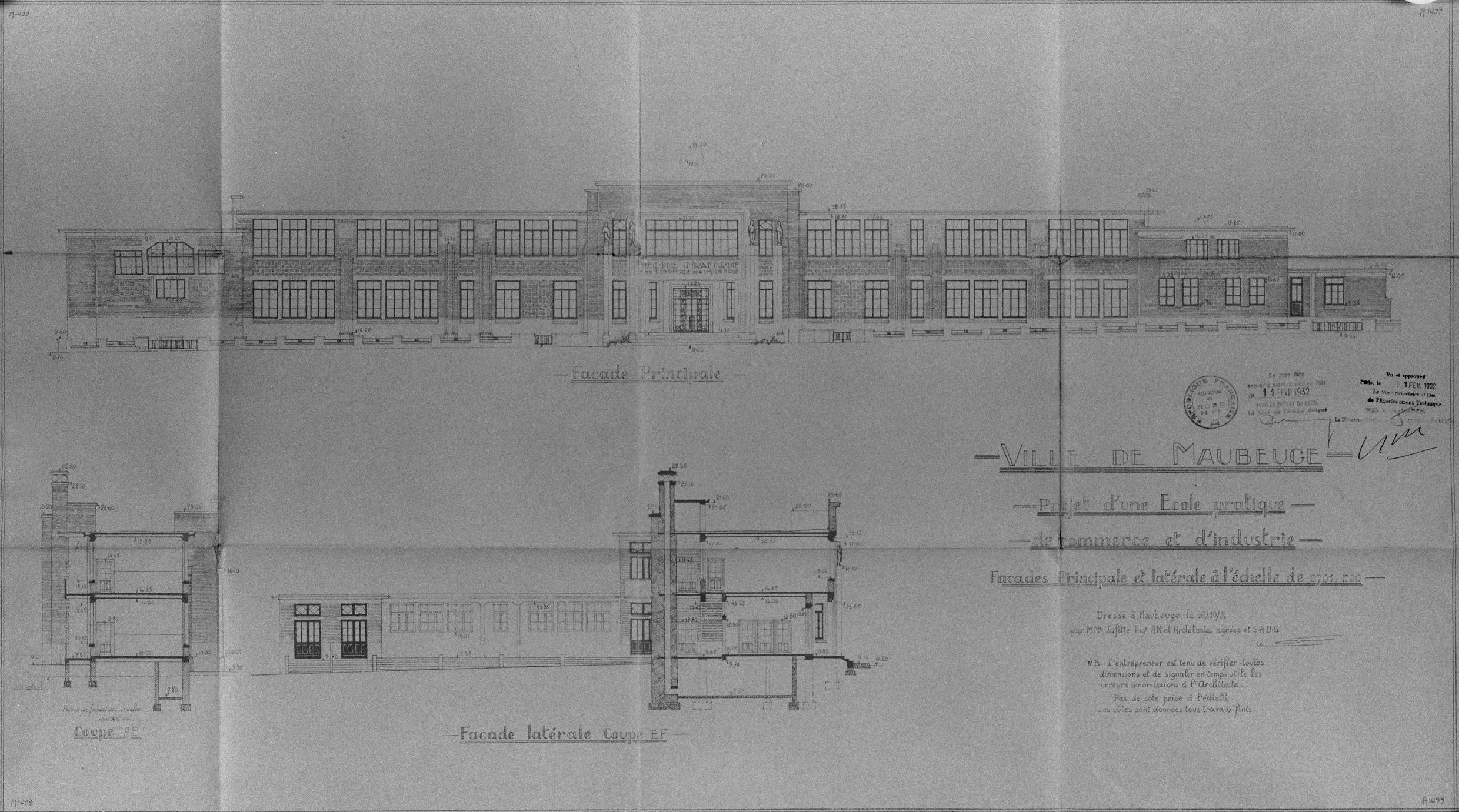 Ancienne école professionnelle dite École pratique de commerce et d'industrie de Maubeuge, puis collège Guillaume-Budé, actuellement conservatoire municipal de musique