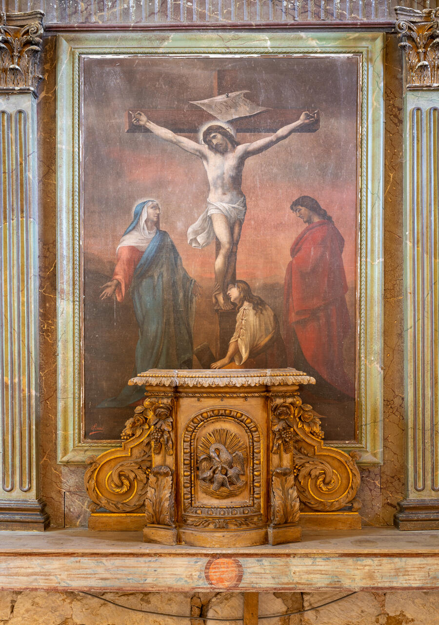 Tableau d'autel : Calvaire avec sainte Marie-Madeleine