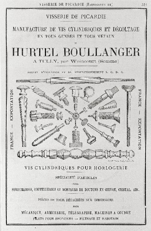Ancienne usine de vis Hurtel-Boulanger et ses Fils, puis Léon Hurtel, puis A. et L. Hurtel Frères (détruit)